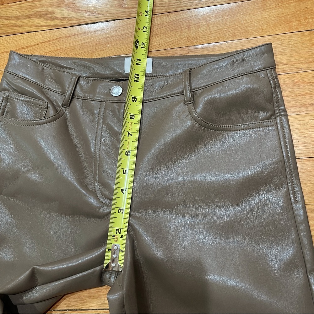 Aritzia Wilfred Womens Melina Pants sz 6 Vegan Leather Inseam 32” Brown WORN 1x - Picture 8 of 12